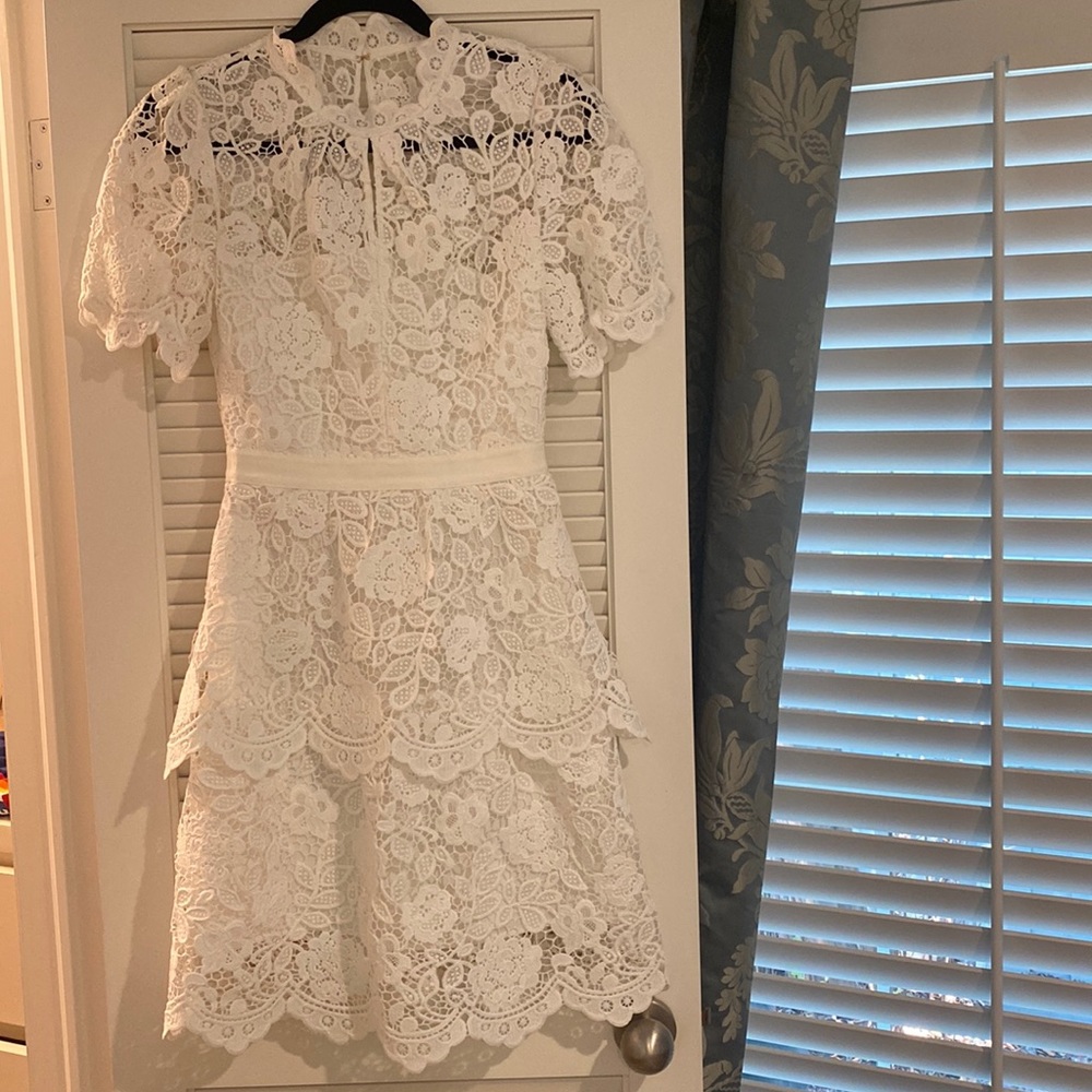 Excellent condition Self Portrait white lace dress